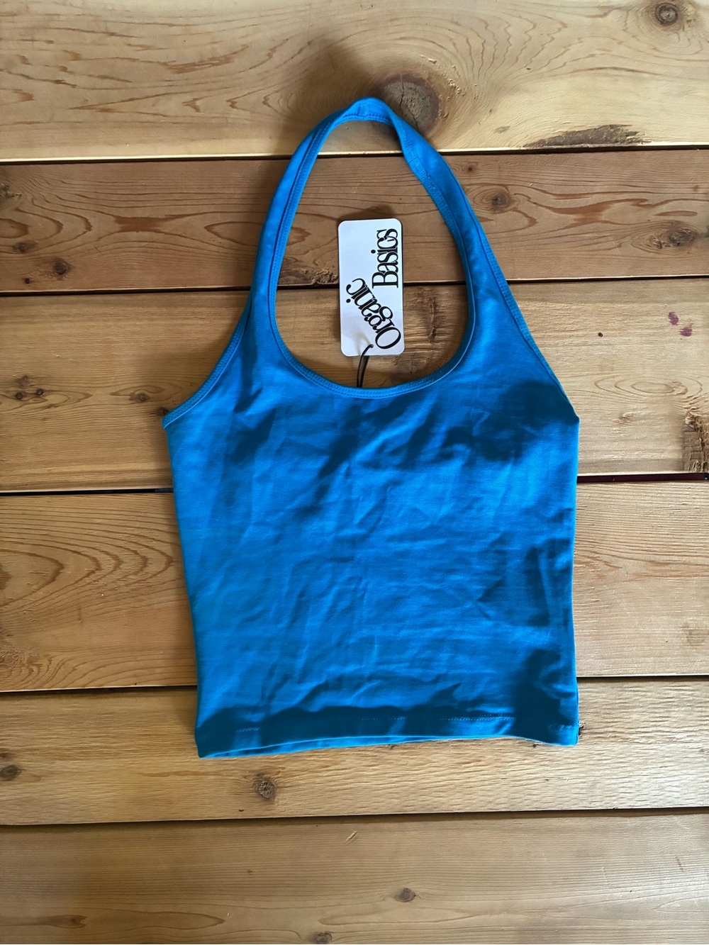 Organic Basics Teal Racerback Crop Tank